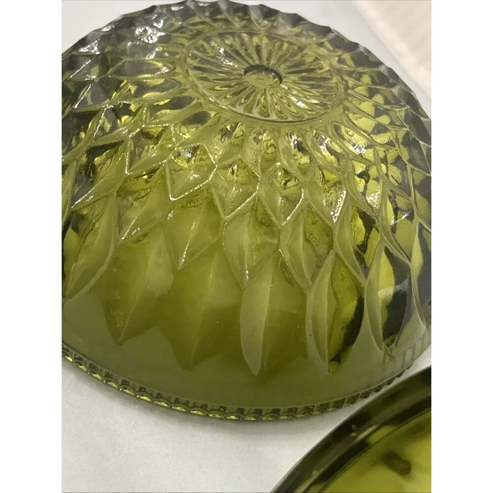 Vintage Indiana Glass Mount Mt. Vernon Round Candy Dish w/ Cover Acorn Finial